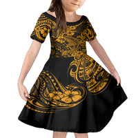 Hawaii Shark Kid Short Sleeve Dress Polynesian Pattern Gold Version LT01 KID Gold - Polynesian Pride