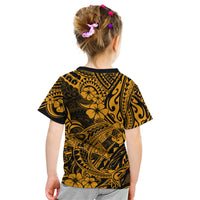 Hawaii Shark Kid T Shirt Polynesian Pattern Gold Version LT01 - Polynesian Pride