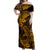 Hawaii Shark Off Shoulder Maxi Dress Polynesian Pattern Gold Version LT01 Women Gold - Polynesian Pride