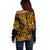 Hawaii Shark Off Shoulder Sweater Polynesian Pattern Gold Version LT01 - Polynesian Pride