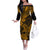 Hawaii Shark Off The Shoulder Long Sleeve Dress Polynesian Pattern Gold Version LT01 Women Gold - Polynesian Pride