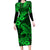 Hawaii Shark Family Matching Long Sleeve Bodycon Dress and Hawaiian Shirt Polynesian Pattern Green Version LT01 Mom's Dress Green - Polynesian Pride