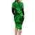 Hawaii Shark Family Matching Long Sleeve Bodycon Dress and Hawaiian Shirt Polynesian Pattern Green Version LT01 - Polynesian Pride