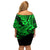 Hawaii Shark Family Matching Off Shoulder Short Dress and Hawaiian Shirt Polynesian Pattern Green Version LT01 - Polynesian Pride