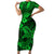 Hawaii Shark Family Matching Short Sleeve Bodycon Dress and Hawaiian Shirt Polynesian Pattern Green Version LT01 Mom's Dress Green - Polynesian Pride