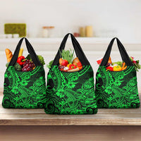 Hawaii Shark Grocery Bag Polynesian Pattern Green Version LT01 3-pack One Size Green - Polynesian Pride