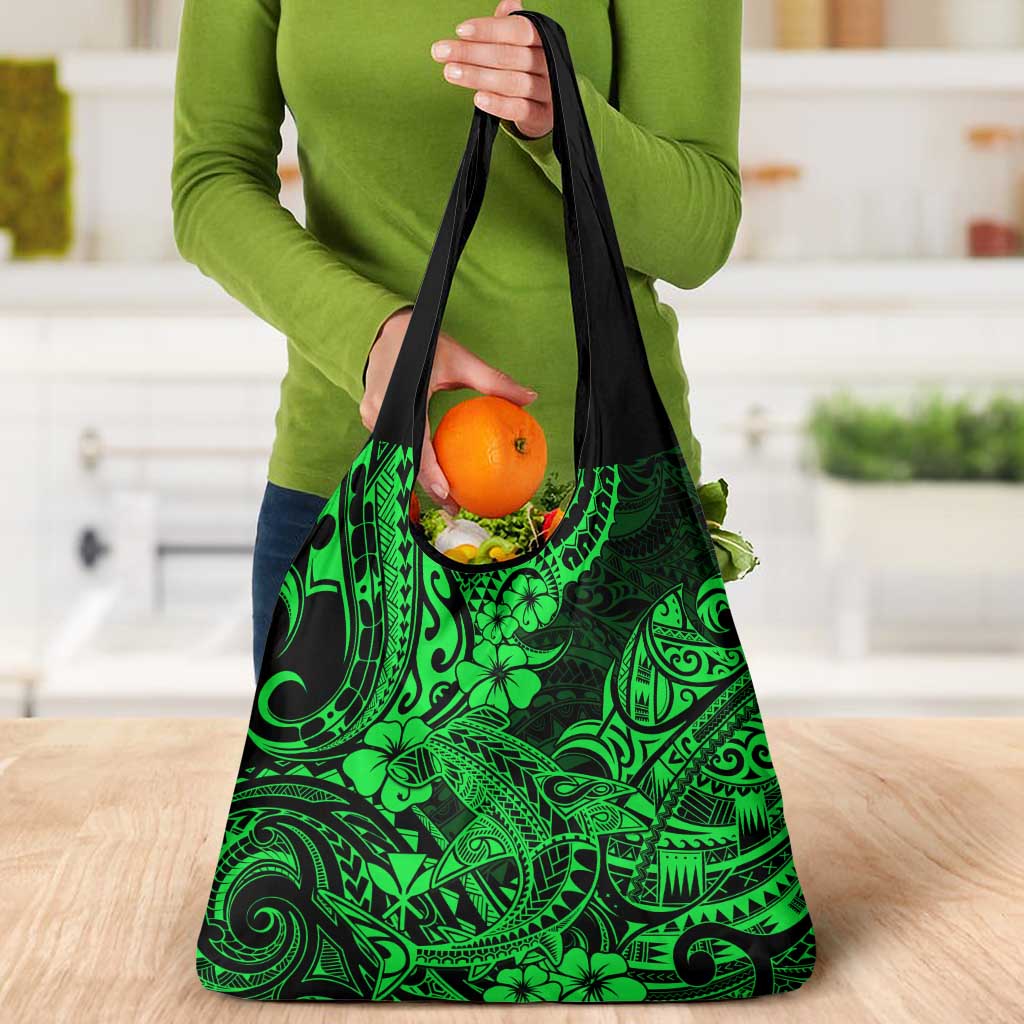 Hawaii Shark Grocery Bag Polynesian Pattern Green Version LT01 - Polynesian Pride