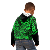 Hawaii Shark Kid Hoodie Polynesian Pattern Green Version LT01 - Polynesian Pride