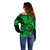 Hawaii Shark Off Shoulder Sweater Polynesian Pattern Green Version LT01 - Polynesian Pride