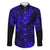 Hawaii Shark Family Matching Off Shoulder Long Sleeve Dress and Hawaiian Shirt Polynesian Pattern Navy Blue Version LT01 Dad's Shirt - Long Sleeve Blue - Polynesian Pride