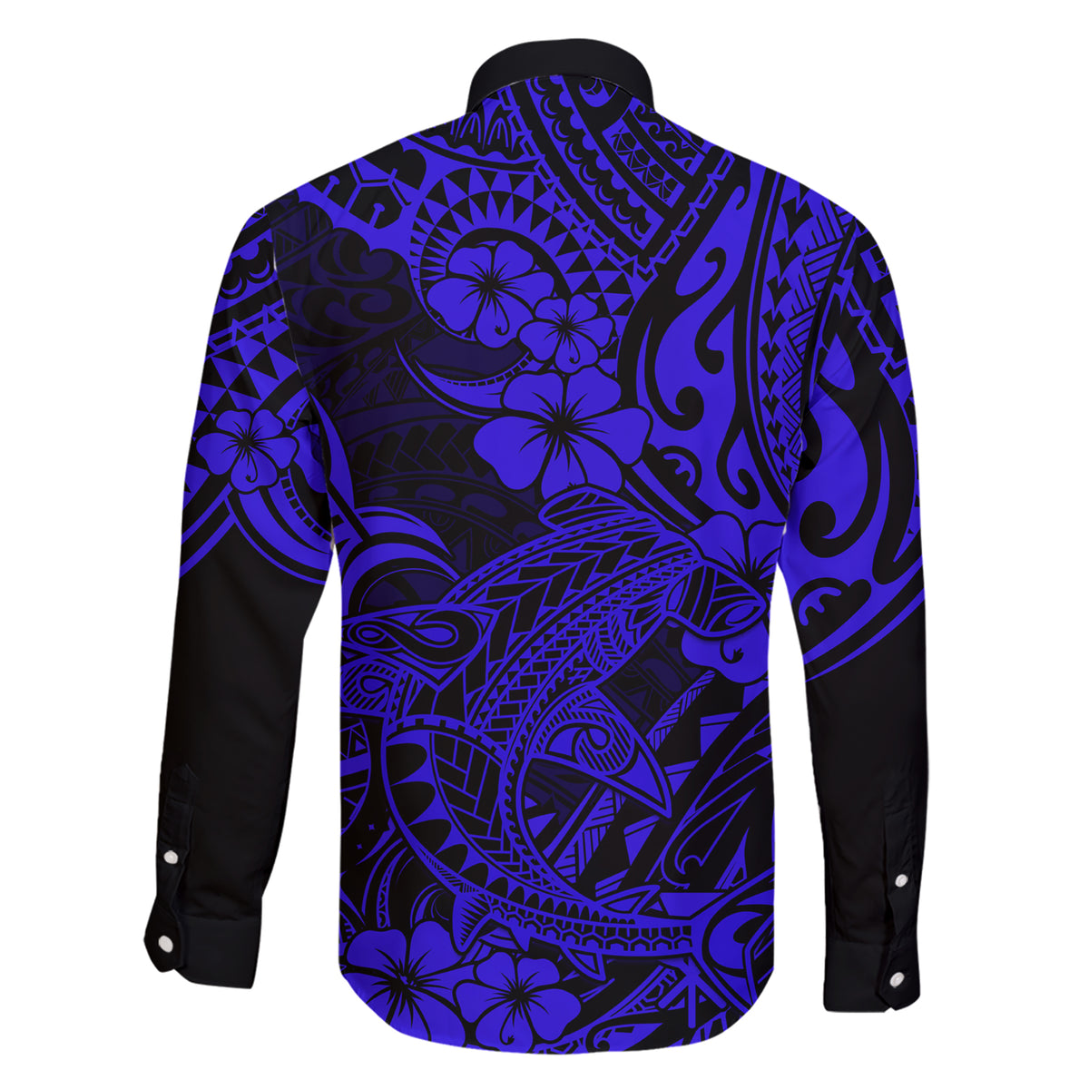 Hawaii Shark Family Matching Short Sleeve Bodycon Dress and Hawaiian Shirt Polynesian Pattern Navy Blue Version LT01 - Polynesian Pride