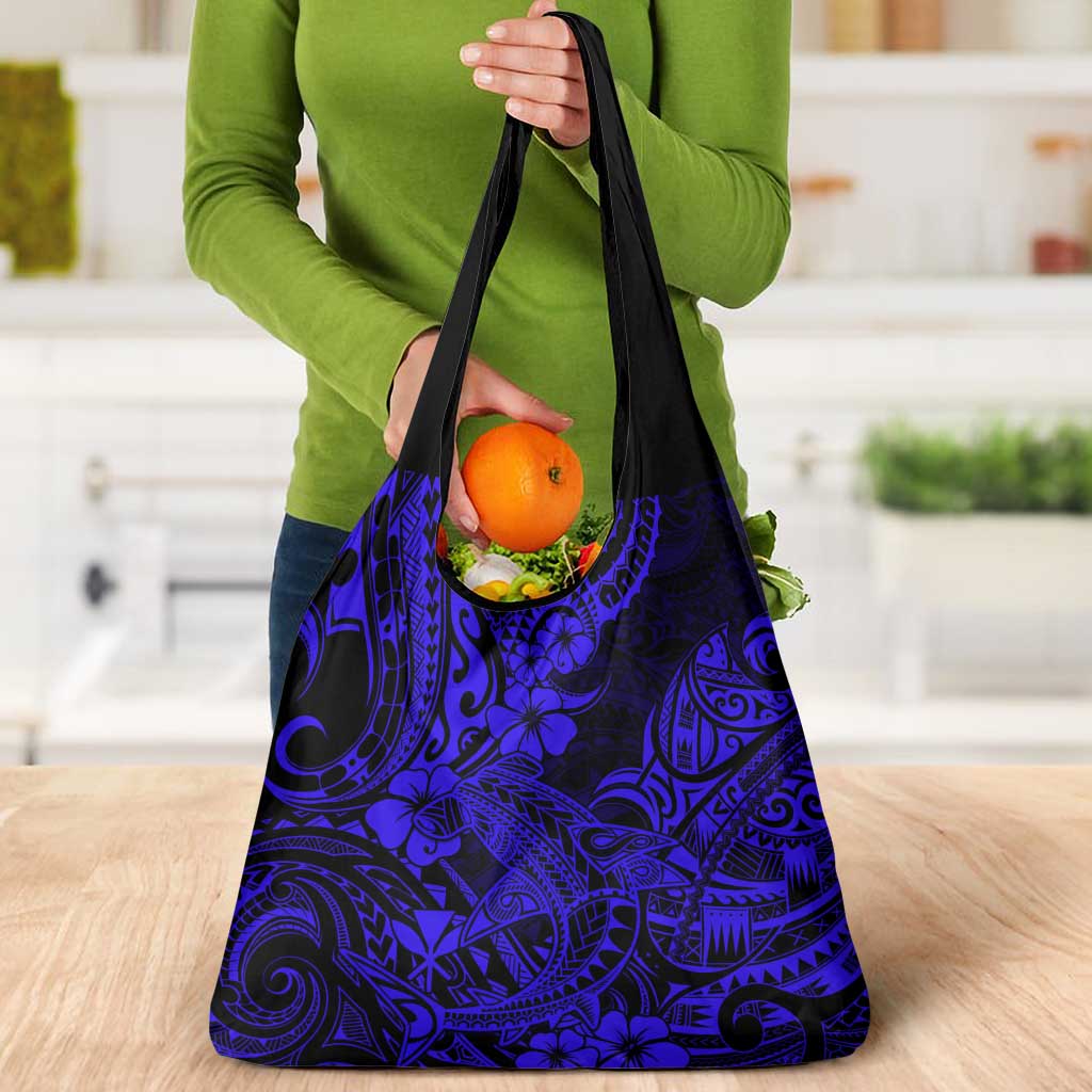 Hawaii Shark Grocery Bag Polynesian Pattern Navy Blue Version LT01 - Polynesian Pride