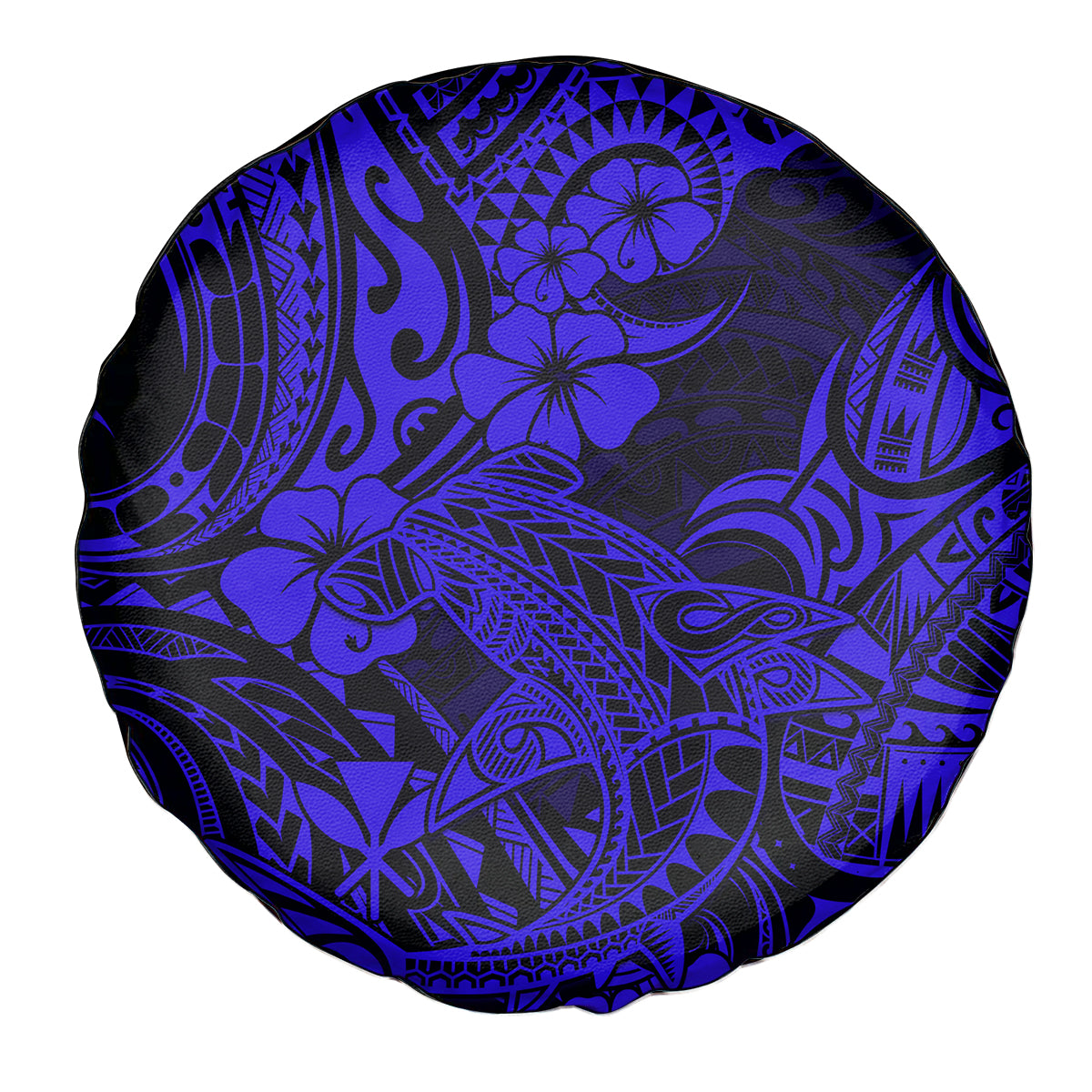 Hawaii Shark Spare Tire Cover Polynesian Pattern Navy Blue Version LT01 Blue - Polynesian Pride