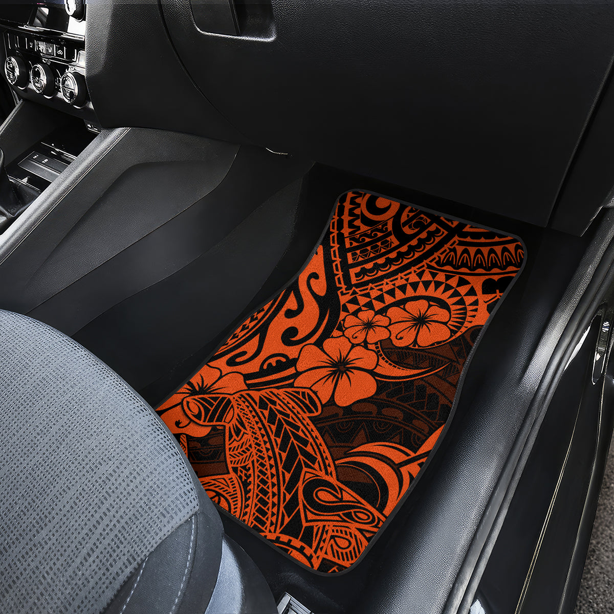 Hawaii Shark Car Mats Polynesian Pattern Orange Version LT01 - Polynesian Pride