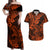 Hawaii Shark Couples Matching Off Shoulder Maxi Dress and Hawaiian Shirt Polynesian Pattern Orange Version LT01 Orange - Polynesian Pride