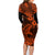 Hawaii Shark Family Matching Long Sleeve Bodycon Dress and Hawaiian Shirt Polynesian Pattern Orange Version LT01 - Polynesian Pride