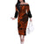 Hawaii Shark Family Matching Off Shoulder Long Sleeve Dress and Hawaiian Shirt Polynesian Pattern Orange Version LT01 Mom's Dress Orange - Polynesian Pride