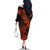 Hawaii Shark Family Matching Off Shoulder Long Sleeve Dress and Hawaiian Shirt Polynesian Pattern Orange Version LT01 - Polynesian Pride