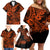 Hawaii Shark Family Matching Off Shoulder Short Dress and Hawaiian Shirt Polynesian Pattern Orange Version LT01 - Polynesian Pride