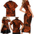 Hawaii Shark Family Matching Short Sleeve Bodycon Dress and Hawaiian Shirt Polynesian Pattern Orange Version LT01 - Polynesian Pride