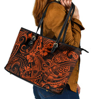 Hawaii Shark Leather Tote Bag Polynesian Pattern Orange Version LT01 - Polynesian Pride