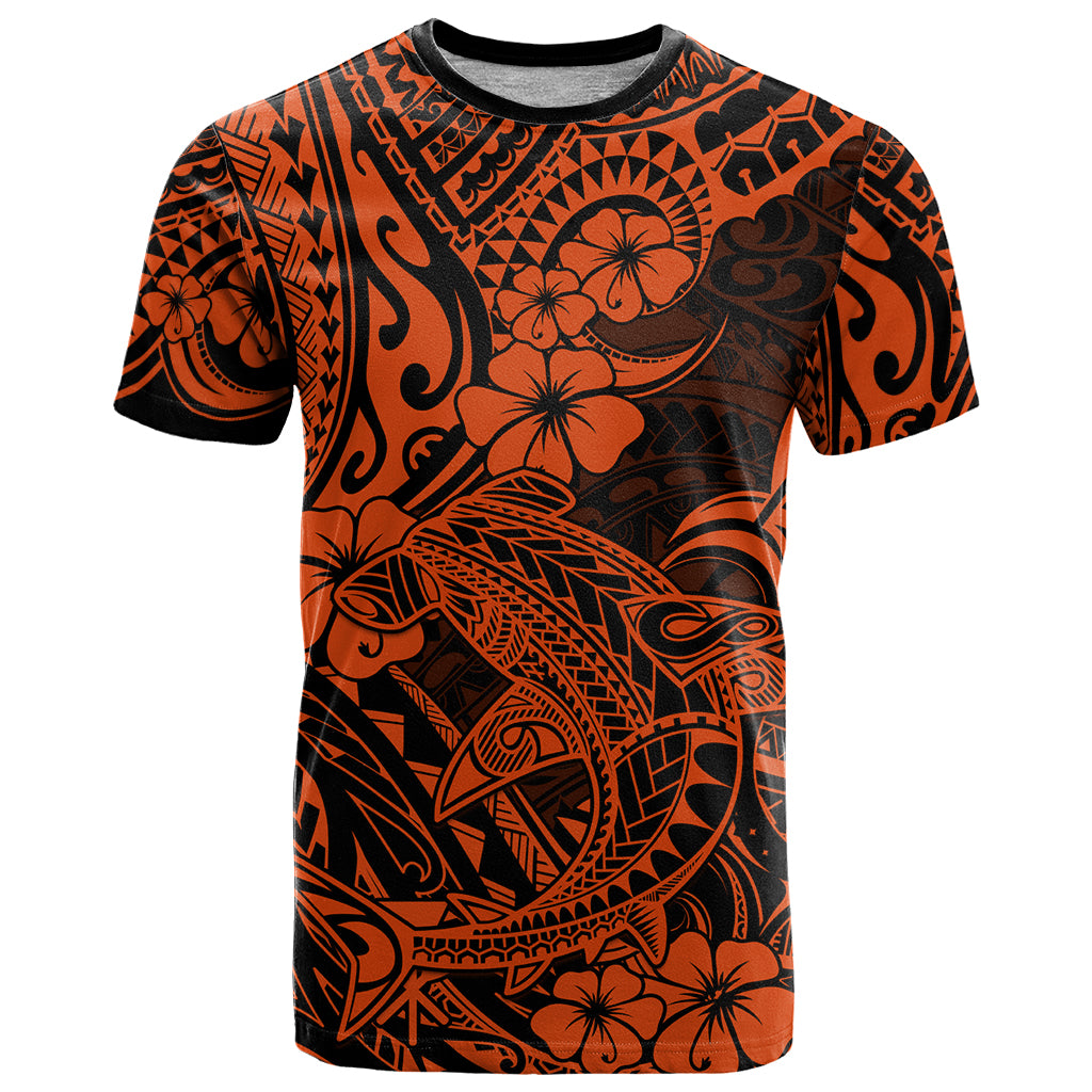 Hawaii Shark T Shirt Polynesian Pattern Orange Version LT01 Orange - Polynesian Pride