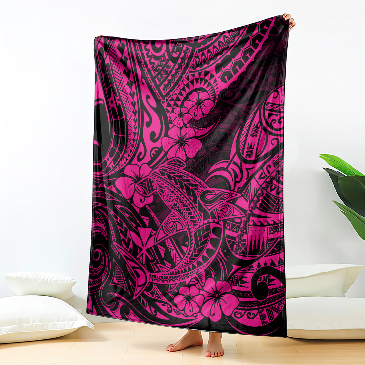 Hawaii Shark Blanket Polynesian Pattern Pink Version LT01 Pink - Polynesian Pride