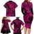 Hawaii Shark Family Matching Long Sleeve Bodycon Dress and Hawaiian Shirt Polynesian Pattern Pink Version LT01 - Polynesian Pride