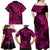 Hawaii Shark Family Matching Off Shoulder Maxi Dress and Hawaiian Shirt Polynesian Pattern Pink Version LT01 - Polynesian Pride