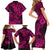 Hawaii Shark Family Matching Short Sleeve Bodycon Dress and Hawaiian Shirt Polynesian Pattern Pink Version LT01 - Polynesian Pride