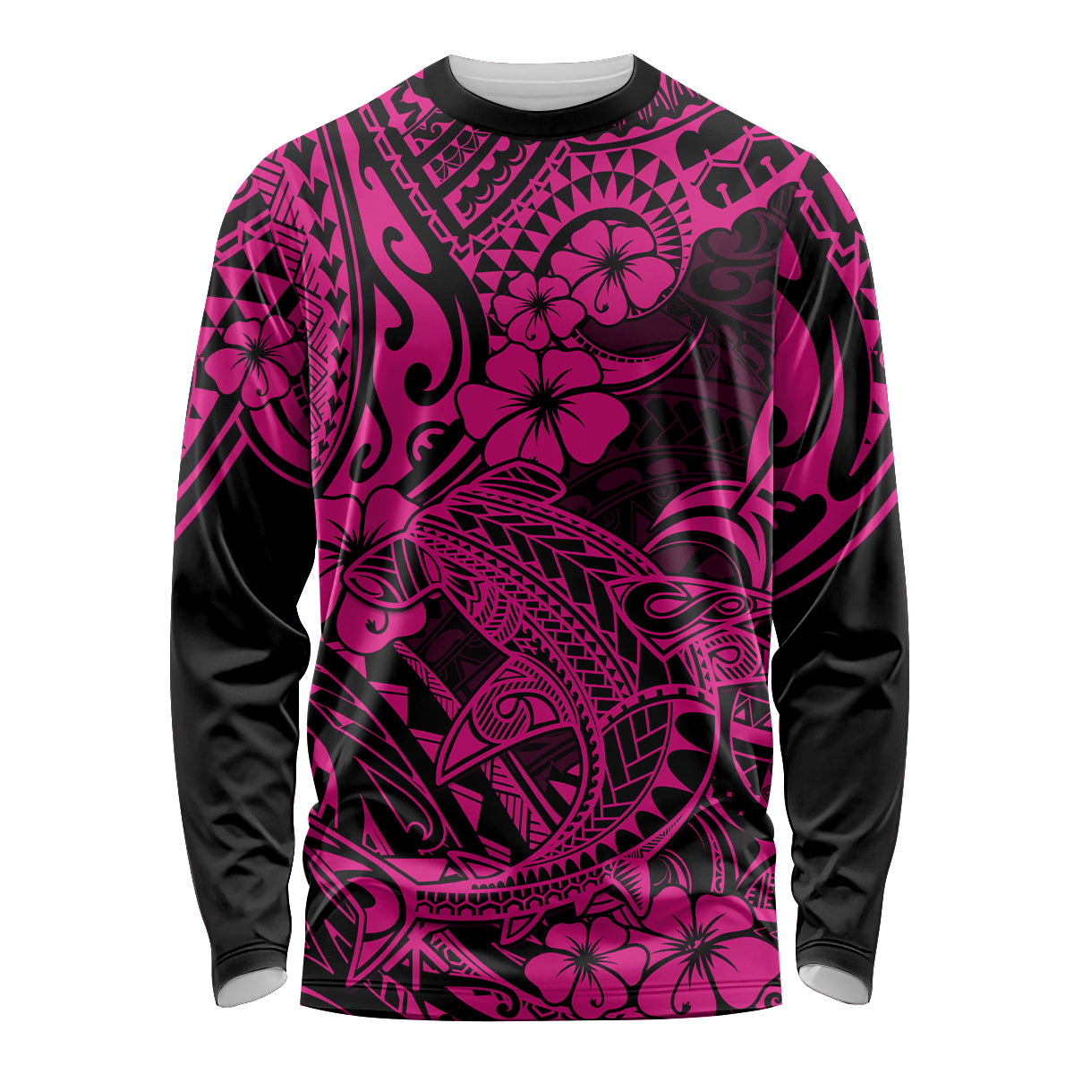 Hawaii Shark Long Sleeve Shirt Polynesian Pattern Pink Version LT01 Unisex Pink - Polynesian Pride