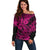 Hawaii Shark Off Shoulder Sweater Polynesian Pattern Pink Version LT01 Women Pink - Polynesian Pride