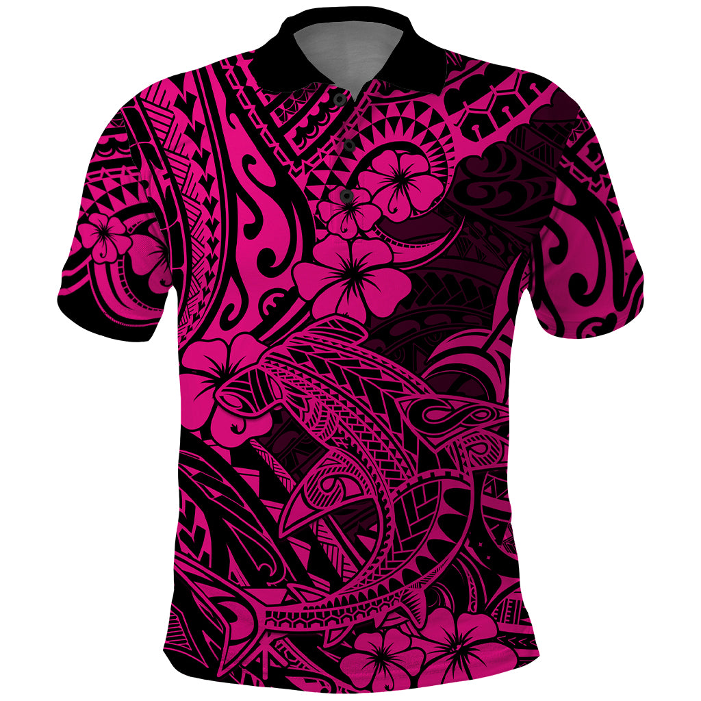 Hawaii Shark Polo Shirt Polynesian Pattern Pink Version LT01 Pink - Polynesian Pride