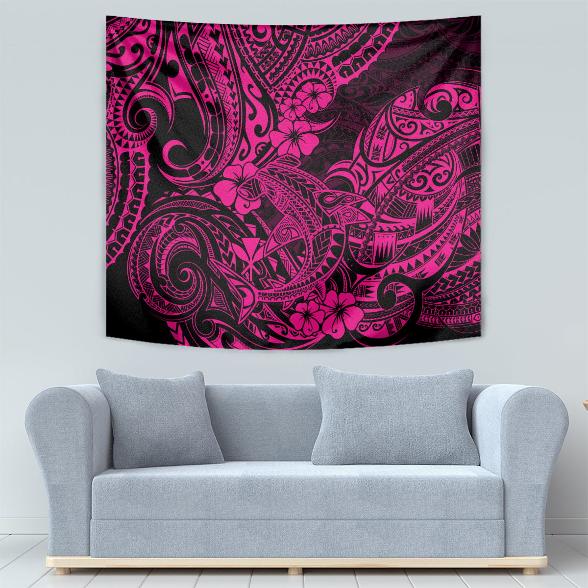 Hawaii Shark Tapestry Polynesian Pattern Pink Version LT01 - Polynesian Pride