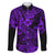 Hawaii Shark Family Matching Long Sleeve Bodycon Dress and Hawaiian Shirt Polynesian Pattern Purple Version LT01 Dad's Shirt - Long Sleeve Purple - Polynesian Pride