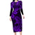 Hawaii Shark Family Matching Long Sleeve Bodycon Dress and Hawaiian Shirt Polynesian Pattern Purple Version LT01 Mom's Dress Purple - Polynesian Pride