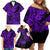 Hawaii Shark Family Matching Off Shoulder Short Dress and Hawaiian Shirt Polynesian Pattern Purple Version LT01 - Polynesian Pride