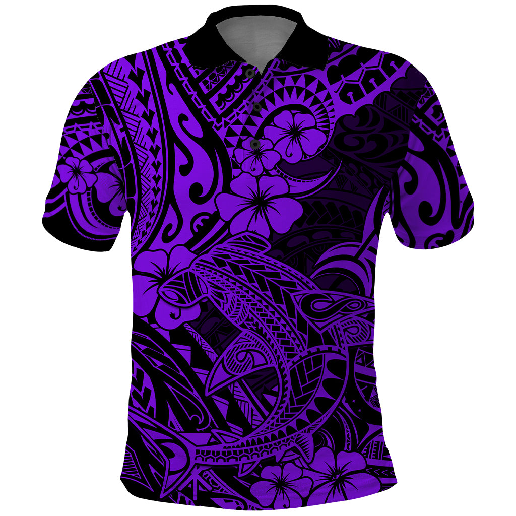 Hawaii Shark Polo Shirt Polynesian Pattern Purple Version LT01 Purple - Polynesian Pride
