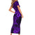 Hawaii Shark Short Sleeve Bodycon Dress Polynesian Pattern Purple Version LT01 - Polynesian Pride