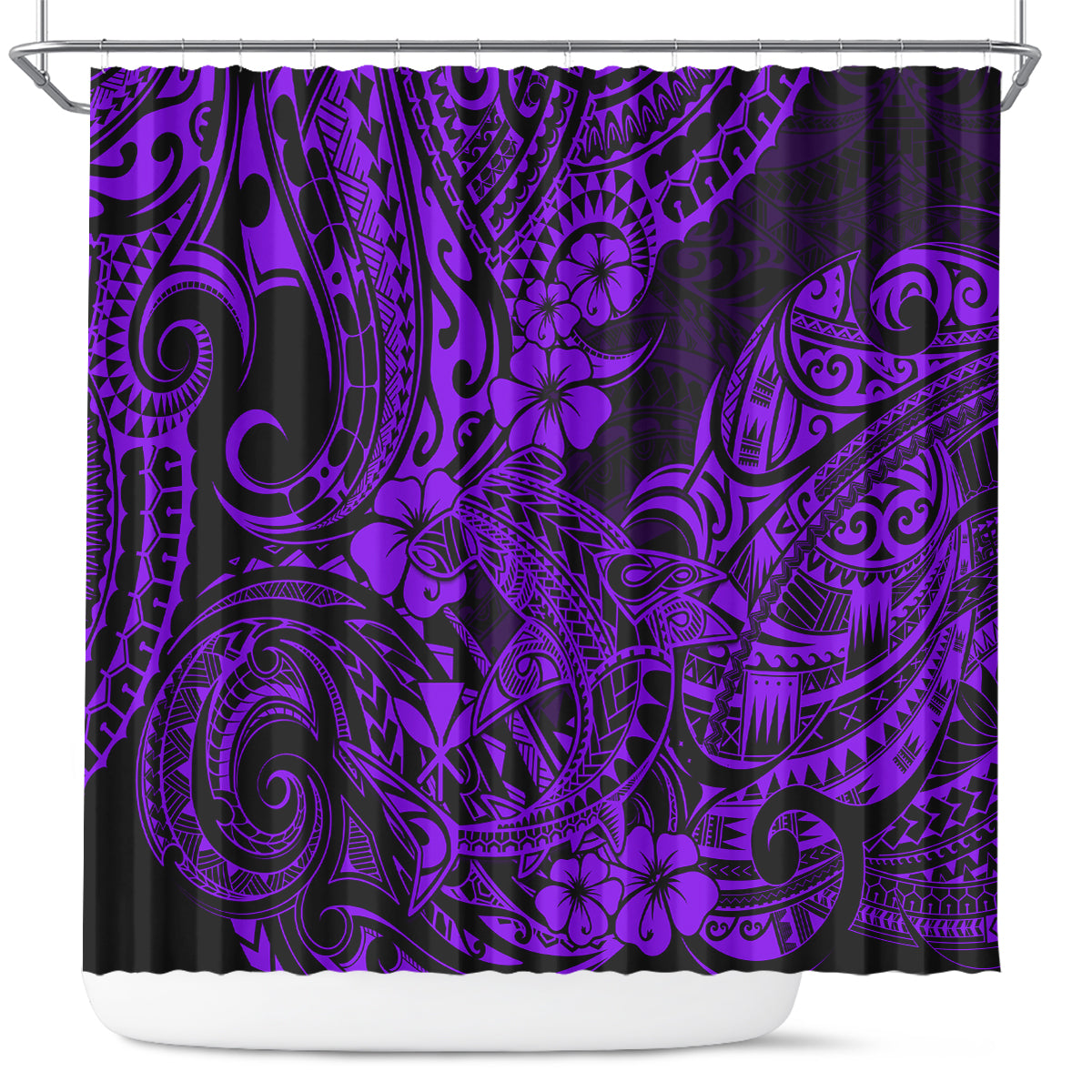 Hawaii Shark Shower Curtain Polynesian Pattern Purple Version LT01 Purple - Polynesian Pride