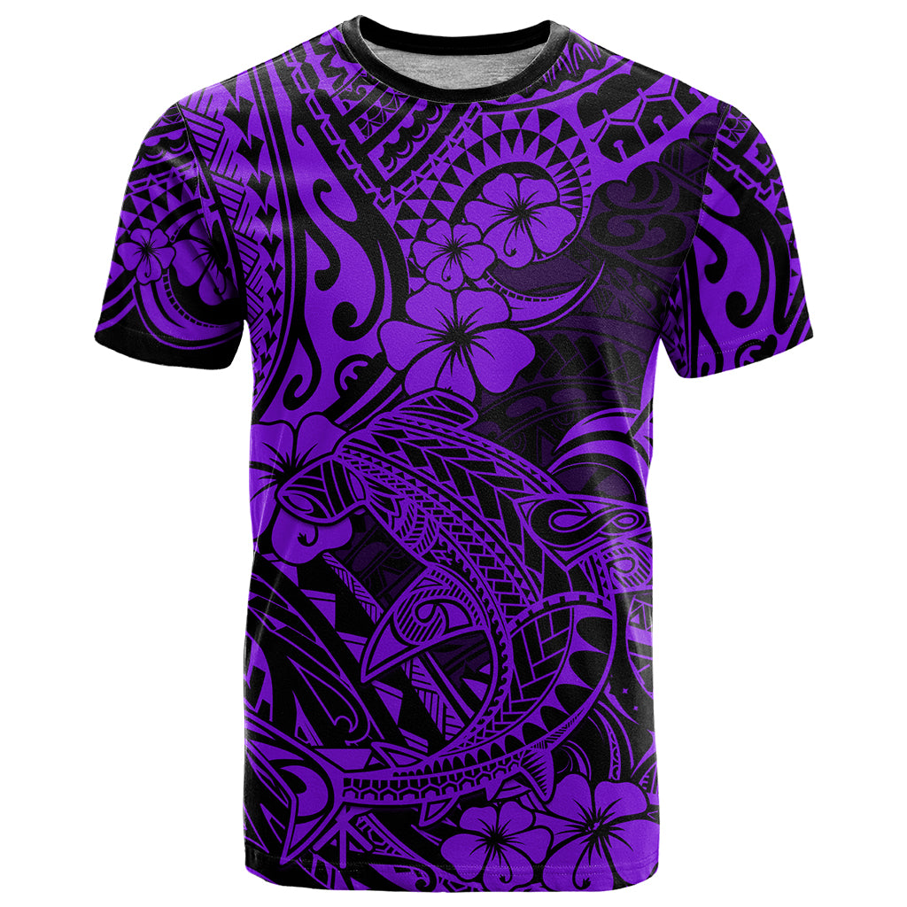 Hawaii Shark T Shirt Polynesian Pattern Purple Version LT01 Purple - Polynesian Pride