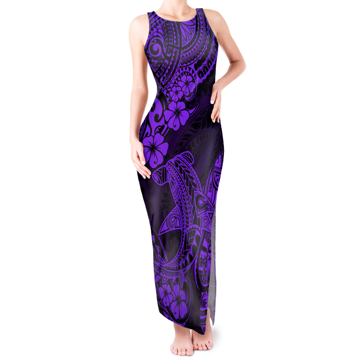 Hawaii Shark Tank Maxi Dress Polynesian Pattern Purple Version LT01 Women Purple - Polynesian Pride