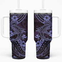Hawaii Shark Tumbler With Handle Polynesian Pattern Purple Version