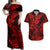 Hawaii Shark Couples Matching Off Shoulder Maxi Dress and Hawaiian Shirt Polynesian Pattern Red Version LT01 Red - Polynesian Pride