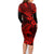 Hawaii Shark Family Matching Long Sleeve Bodycon Dress and Hawaiian Shirt Polynesian Pattern Red Version LT01 - Polynesian Pride