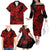 Hawaii Shark Family Matching Off Shoulder Long Sleeve Dress and Hawaiian Shirt Polynesian Pattern Red Version LT01 - Polynesian Pride