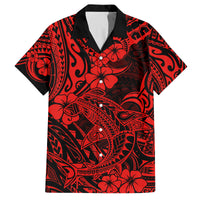 Hawaii Shark Family Matching Tank Maxi Dress and Hawaiian Shirt Polynesian Pattern Red Version LT01 Dad's Shirt - Short Sleeve Red - Polynesian Pride