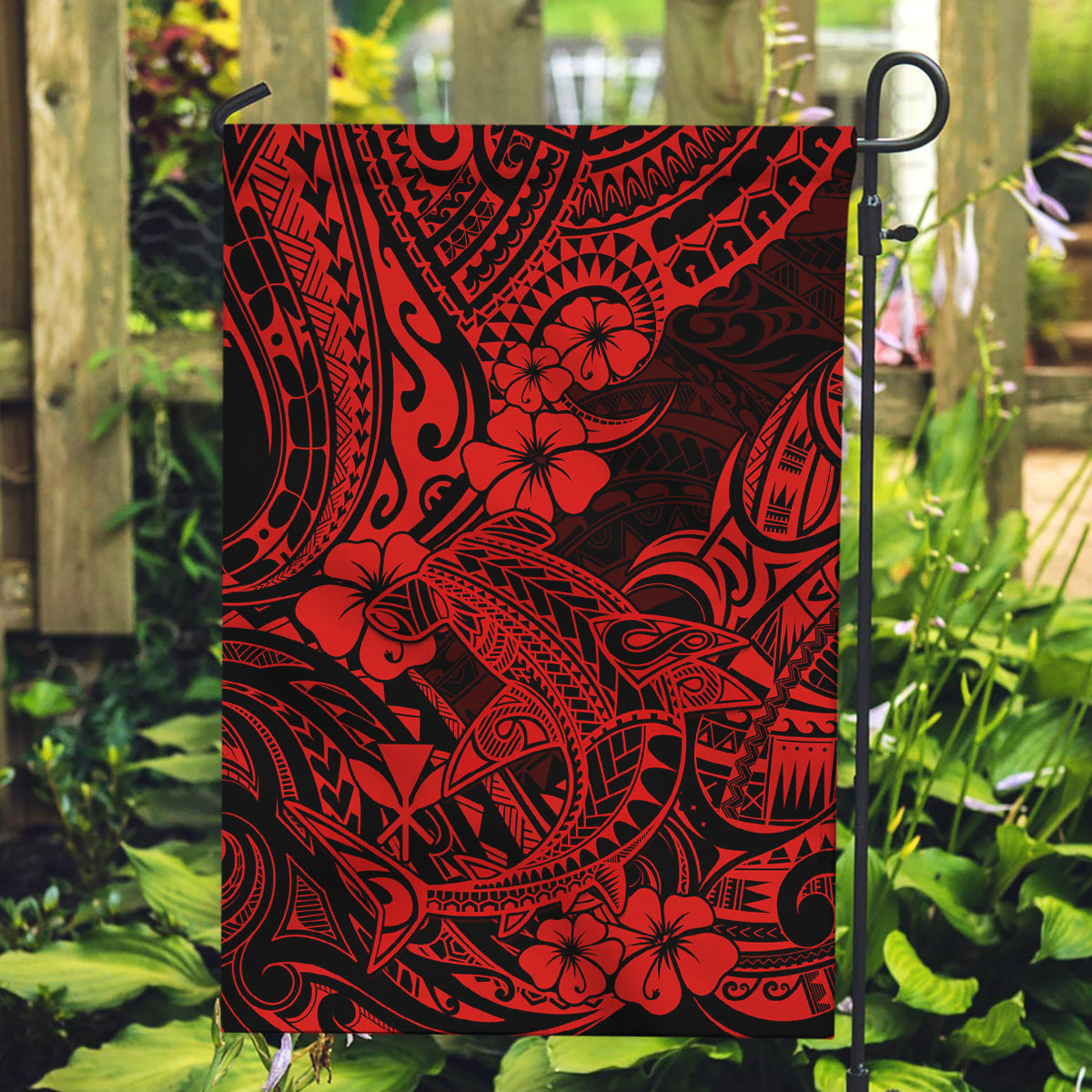 Hawaii Shark Garden Flag Polynesian Pattern Red Version LT01 Garden Flag Red - Polynesian Pride