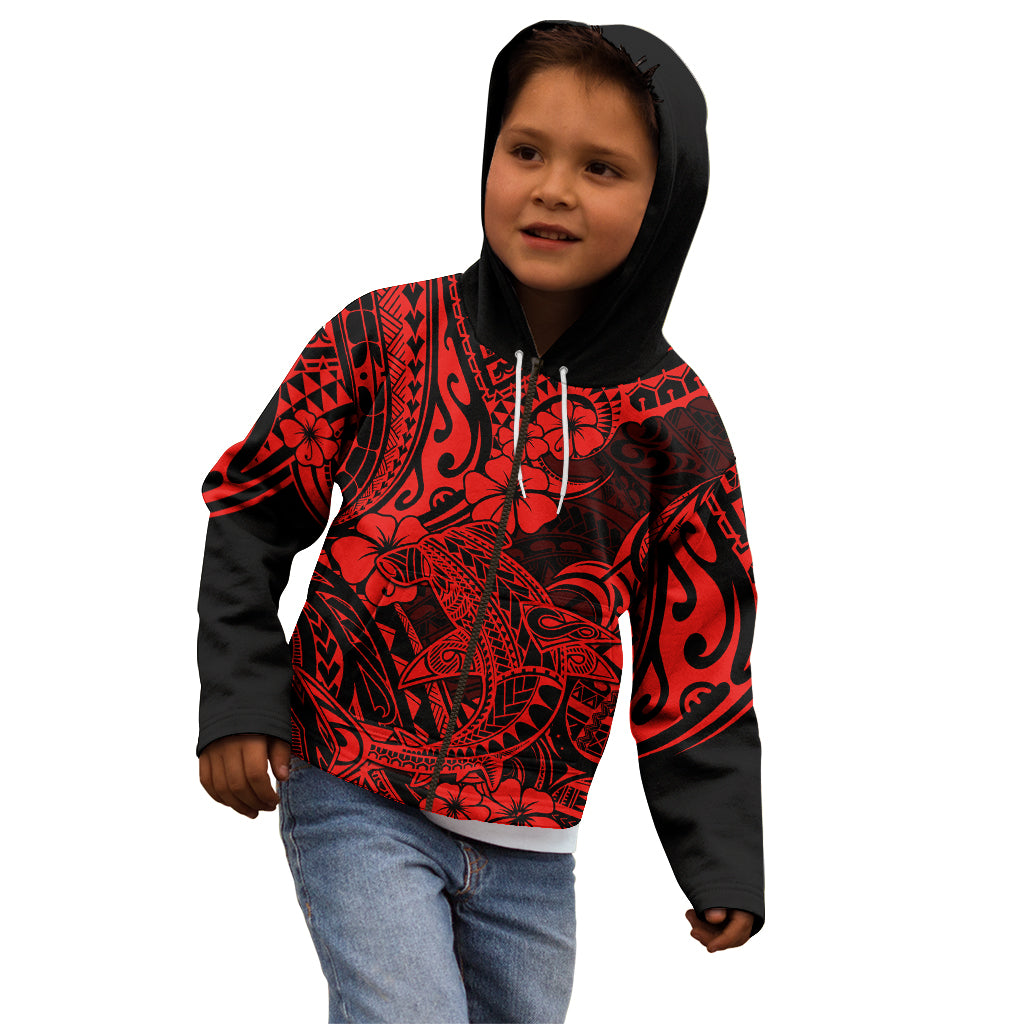 Hawaii Shark Kid Hoodie Polynesian Pattern Red Version LT01 - Polynesian Pride