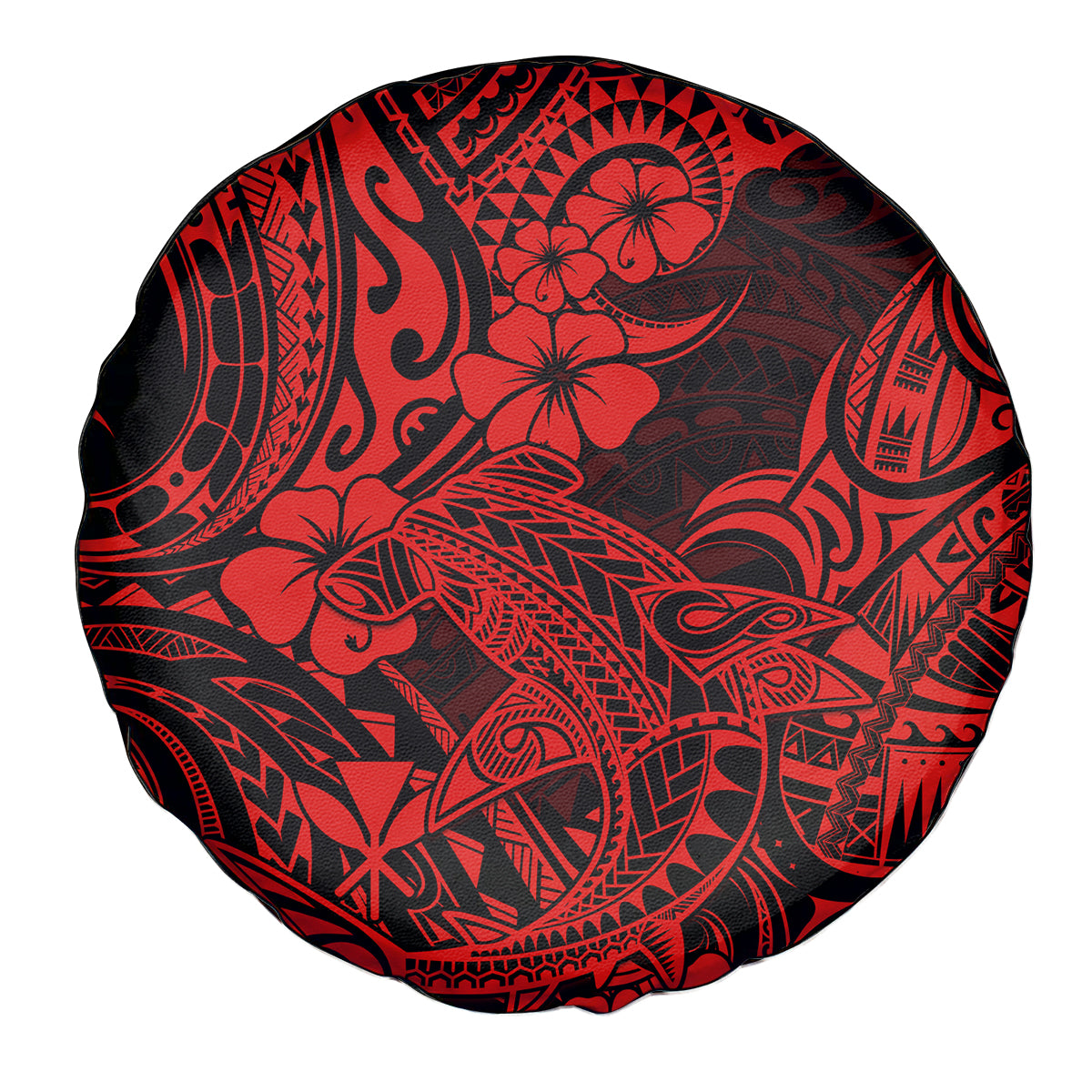 Hawaii Shark Spare Tire Cover Polynesian Pattern Red Version LT01 Red - Polynesian Pride